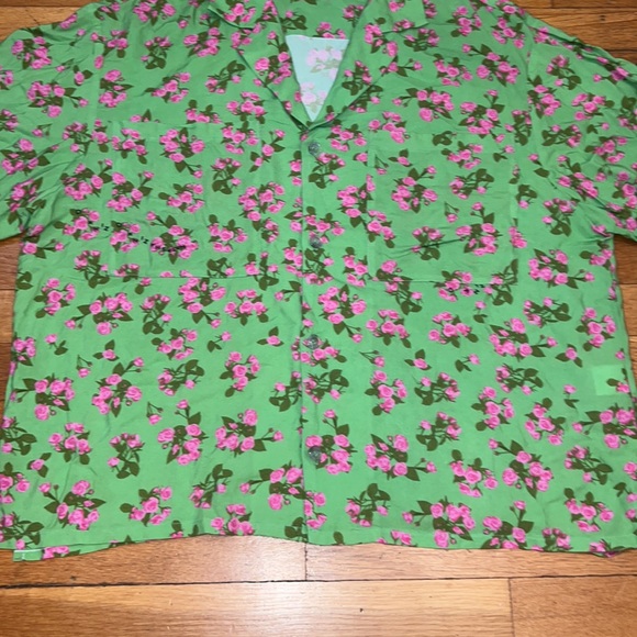Natasha Zinko Floral Button Down Shirt in Lime Green, size Medium/4 - Picture 5 of 14
